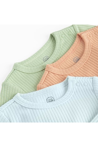 3 bodys - Vert clair, bleu clair et orange clair