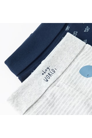 2 leggings - Bleu marine et gris clair