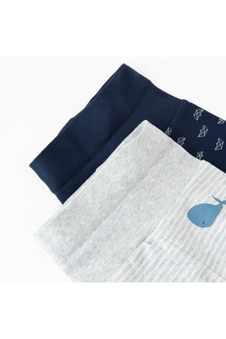 2 leggings - Bleu marine et gris clair