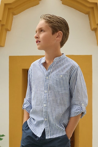 Chemise en lin - Bleu