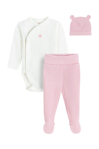 Ensemble 3 pièces - Blanc et rose