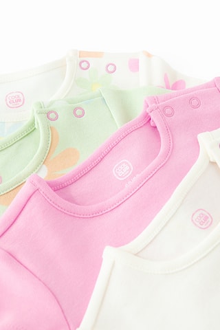 4 bodys - Vert, rose et blanc