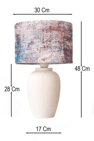 Lampe de table en velours et céramique - Blanc - 40 W