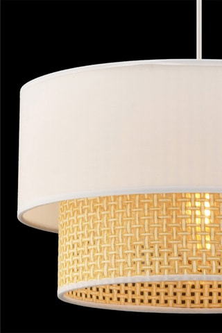 Suspension Echo Hazeran - Blanc et imitation osier - 60 W