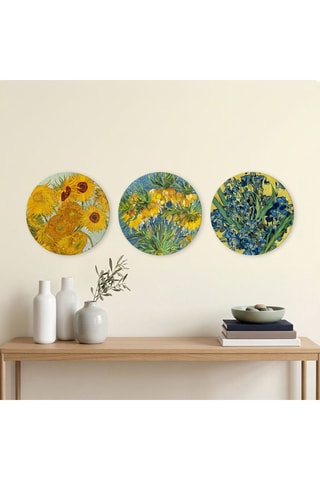 3 tableaux « Les tournesols », « Les Fritillaires » et « Les Iris » Van Gogh - 3 x (30 x 30 cm)