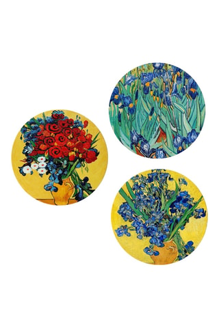 3 tableaux « Bouquet de fleurs dans un vase », « Iris » et « Iris dans un vase » Vincent van Gogh - 3 x (30 x 30 cm)