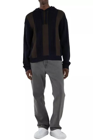 Pull en laine vierge - Marron et bleu marine