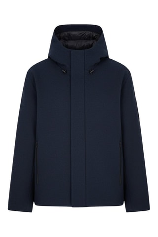 Veste en laine à capuche - Bleu marine