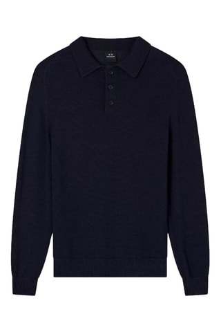 Polo en laine vierge - Bleu marine