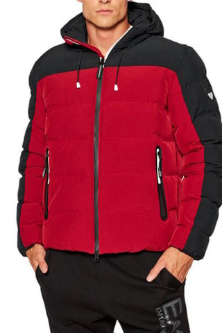 Doudoune à capuche - Rouge et noir