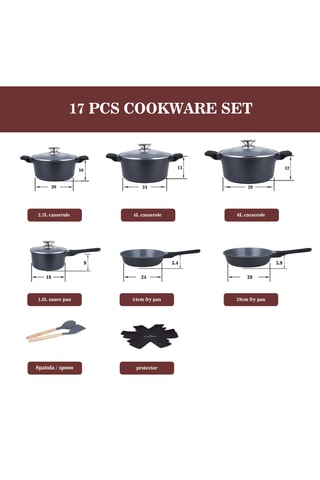 Batterie de cuisine revêtement céramique Basel Premium - 14 pièces
