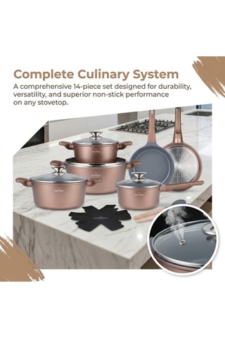 Batterie de cuisine revêtement céramique Basel Premium - 14 pièces