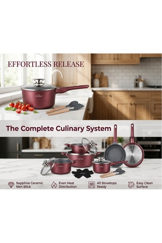 Batterie de cuisine revêtement céramique Basel Premium - 14 pièces