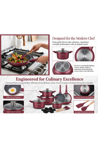 Batterie de cuisine revêtement céramique Basel Premium - 14 pièces