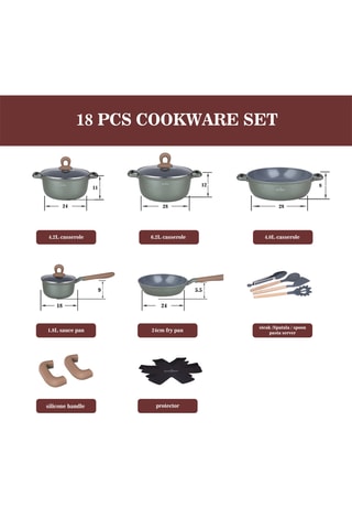 Batterie de cuisine revêtement céramique Zurich Luxury - 18 pièces