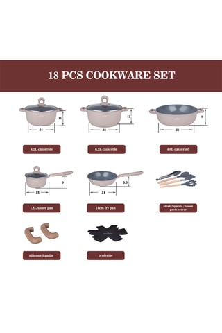 Batterie de cuisine revêtement céramique Zurich Luxury - 18 pièces