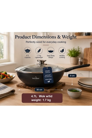 Wok revêtement céramique Basel Premium - 4,7 l