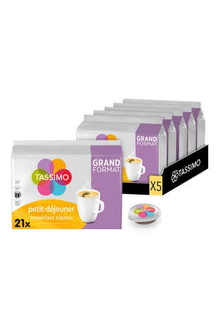 105 dosettes Tassimo - Café petit déjeuner - 5 x 21 dosettes