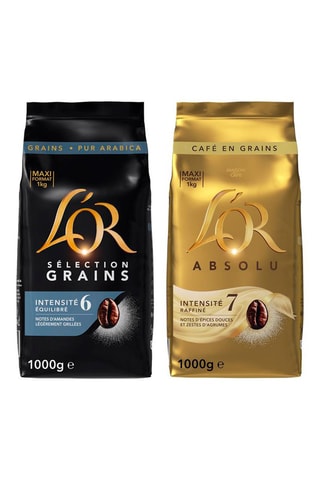 4 x 1 kg - Café en grains L'Or Absolu et Sélection - Intensité 6/7