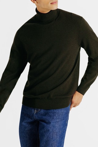 Pull en mérinos et cachemire - Kaki foncé