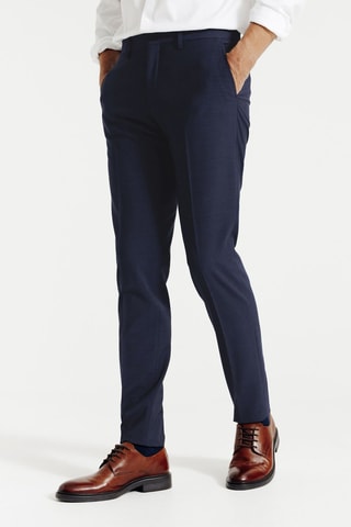 Pantalon slim en laine - Bleu marine