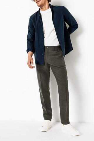 Pantalon en lin - Vert foncé