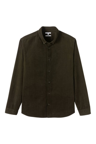 Chemise regular en velours - Kaki