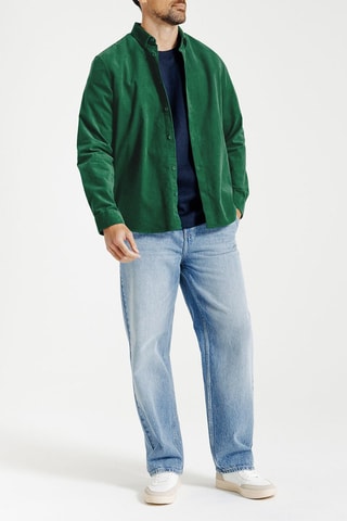 Chemise regular en velours - Vert foncé