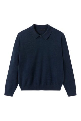 Polo en laine et cachemire - Bleu marine