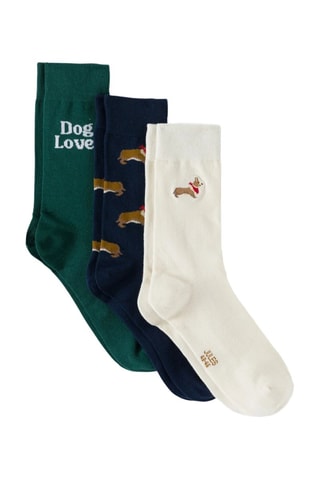 3 paires de chaussettes en coton biologique - Vert foncé et bleu nuit