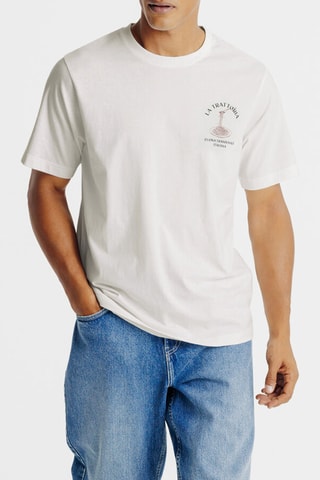 T-shirt regular en coton biologique - Blanc cassé