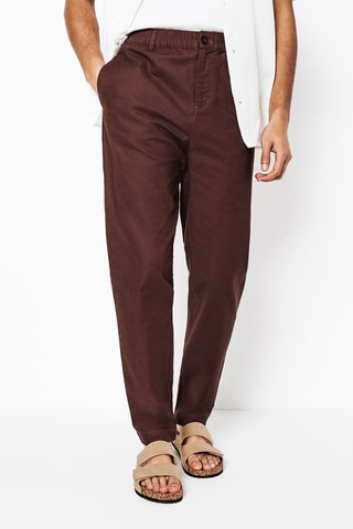 Chino en lin tapered - Marron
