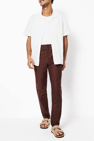 Chino en lin tapered - Marron