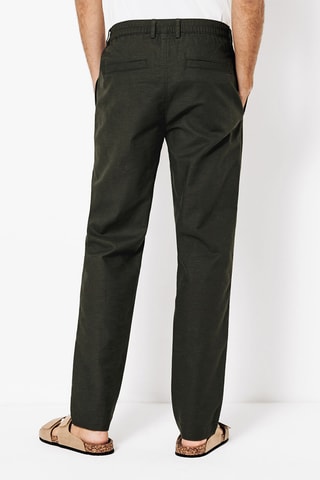 Chino tapered en lin - Vert foncé