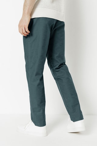 Chino en lin tapered - Bleu pétrole