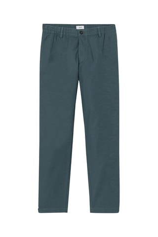Chino en lin tapered - Bleu pétrole