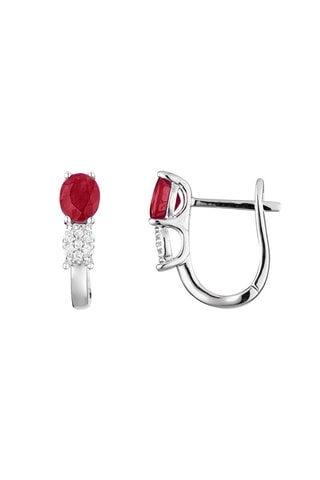 Créoles Lisemore - Or blanc, rubis et diamants naturels