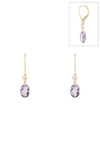 Boucles d'oreilles Olivia - Or jaune, diamants naturels et améthystes