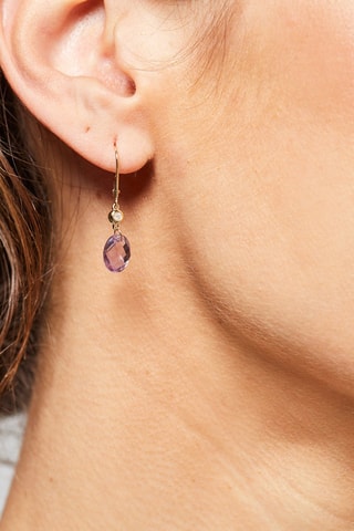 Boucles d'oreilles Olivia - Or jaune, diamants naturels et améthystes