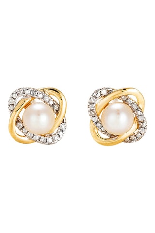 Puces Mitsa - Or jaune, diamants naturels et perles de culture