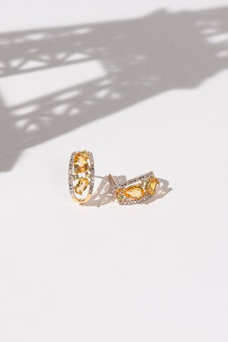 Boucles d'oreilles Olivines - Or jaune, péridots, citrines et diamants naturels