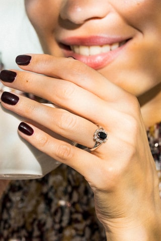 Bague Bahia Or blanc, diamants naturels et saphir