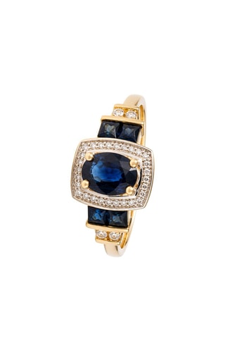 Bague Charmante - Or jaune, diamants naturels et saphirs