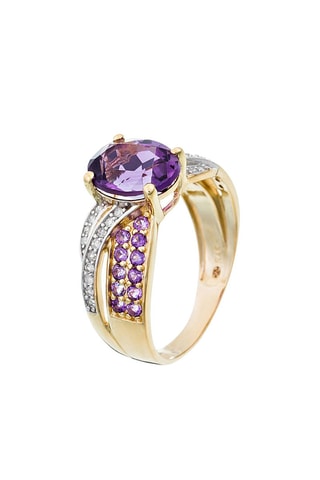 Bague Ballarat - Or jaune, diamants naturels, et améthystes
