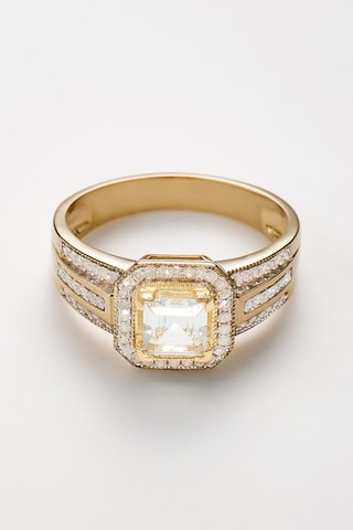 Bague Remban - Or jaune, diamants naturels et topaze blanc