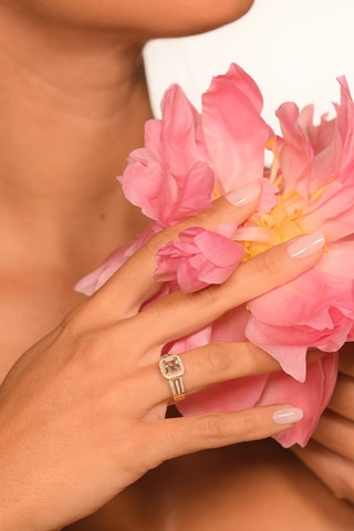 Bague Remban - Or jaune, diamants naturels et topaze blanc