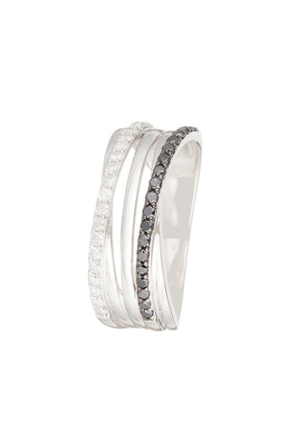 Bague Palmerston - Or blanc, diamants naturels et diamants naturels noirs