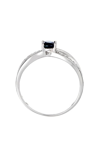 Bague René - Or blanc, diamants naturels et saphir