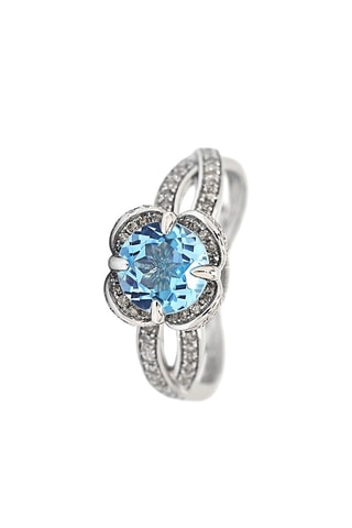 Bague Fleur de Moi - Or blanc, topaze et diamants naturels