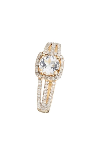 Solitaire Serem Or jaune, diamants naturels et topaze